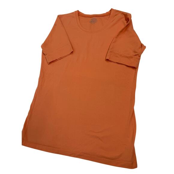 Heirloom Peach Large top t-shirt women's Made in USA 90% cotton 10% spandex - Picture 1 of 7